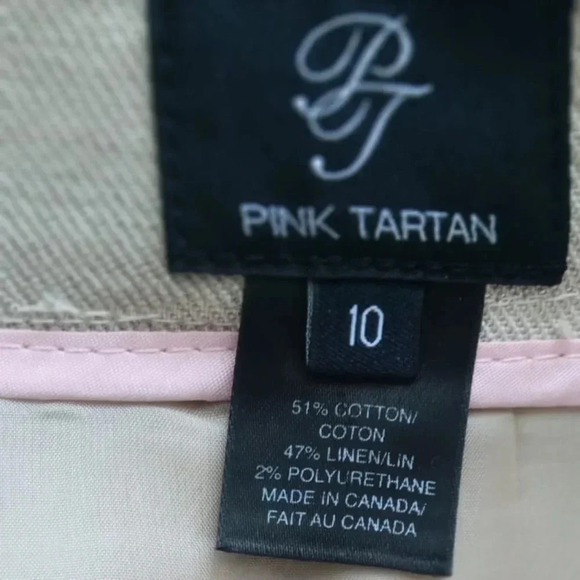 Pink Tartan Metalic golden straight mini skirt size  10 - Picture 6 of 7